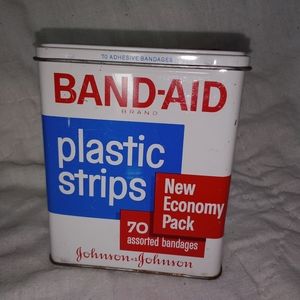 Vintage Band-Aid Bandages Metal Tin Container Johnson & Johnson